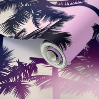 Sunset Palm / Purple Pink Ombre Background / Large Scale