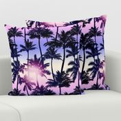 Sunset Palm / Purple Pink Ombre Background / Large Scale