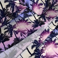 Sunset Palm / Purple Pink Ombre Background / Large Scale