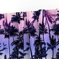 Sunset Palm / Purple Pink Ombre Background / Large Scale