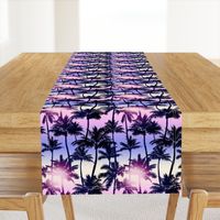 Sunset Palm / Purple Pink Ombre Background / Small Scale