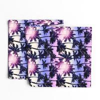 Sunset Palm / Purple Pink Ombre Background / Small Scale