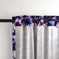 Sunset Palm / Purple Pink Ombre Background / Small Scale