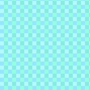 Vintage Teal Green & Blue Checkered Squares (Small Scale)