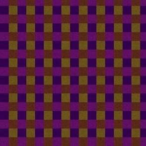 Retro Purple Brown & Yellow Checkered Squares (Small Scale)