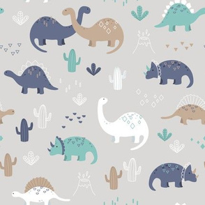 Geometric Dinosaurs - grey brown