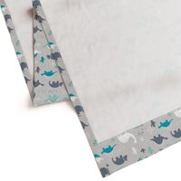 Geometric Dinosaurs - grey mint