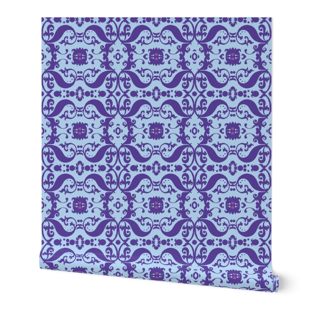  Damask in blue and purple