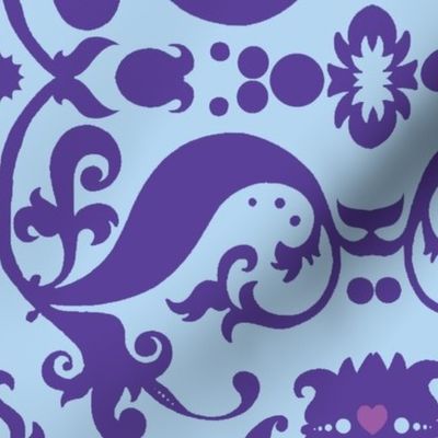  Damask in blue and purple