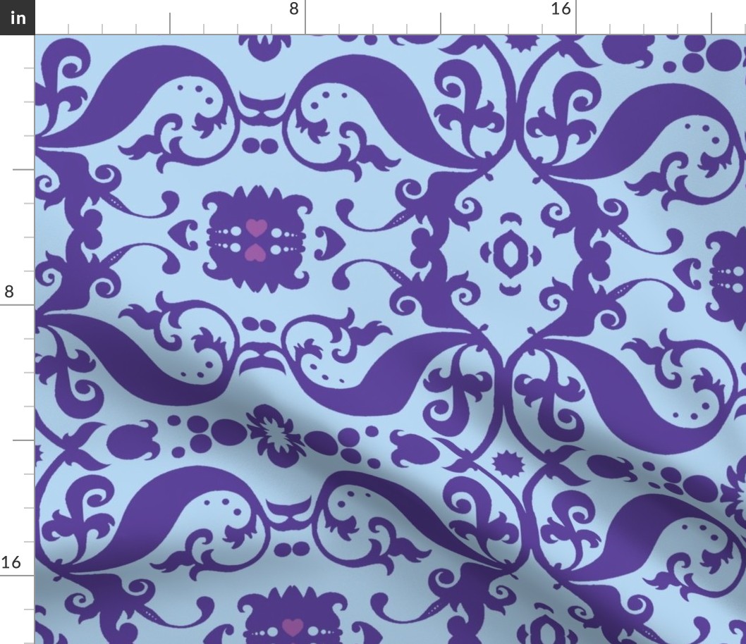  Damask in blue and purple