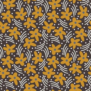 Mustard flowers on charcoal // Dark mod flowers