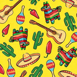 fiesta - Cinco De Mayo pinata , Sombrero, cactus, maraca - yellow - LAD20