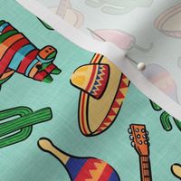 fiesta - Cinco De Mayo pinata , Sombrero, cactus, maraca - teal - LAD20