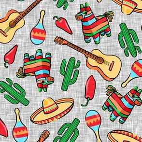 fiesta - Cinco De Mayo pinata , Sombrero, cactus, maraca - grey - LAD20