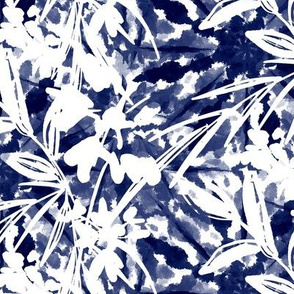 Tie Dye Shibori Floral Navy Blue