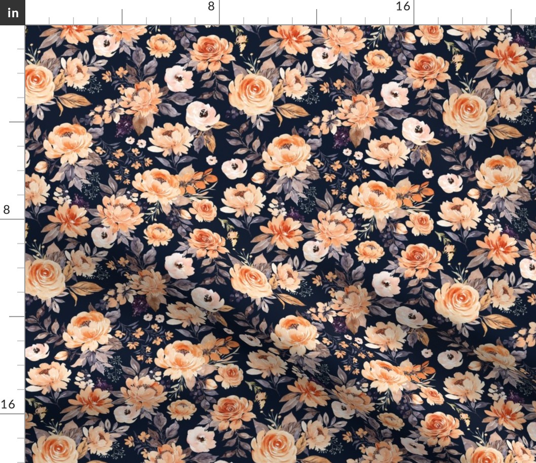 Pretty Peach Flowers // Navy