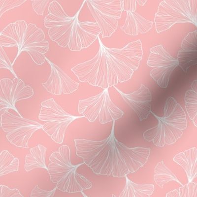 Ginkgo Leaves Extra Small Scale - Pink and White