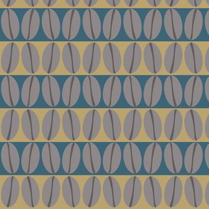 Coffee Bean Stripe teal and mustard