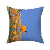 California Poppies & Butterflies Border Print