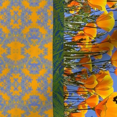 California Poppies & Butterflies Border Print