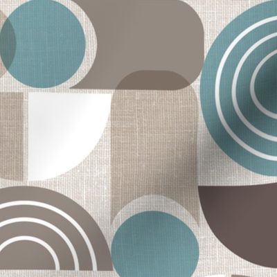 Trailway - Modern Geometric Textured Brown Teal Large Scale