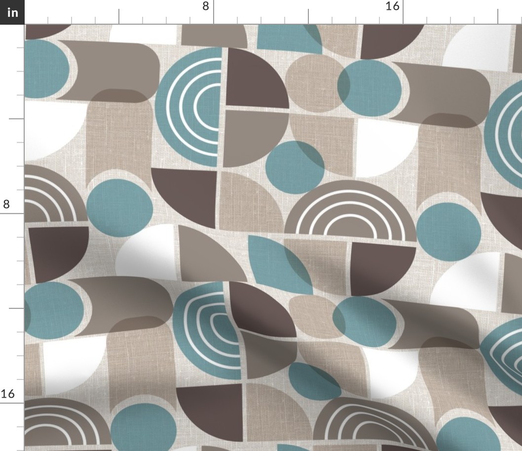 Trailway - Modern Geometric Textured Brown Teal Large Scale