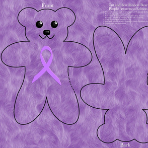 cut and sew ribbon bear - purple awareness edition
