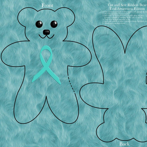 cut and sew ribbon bear - teal awareness edition
