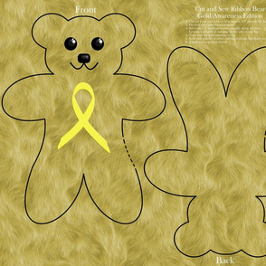 cut and sew ribbon bear - gold awareness edition