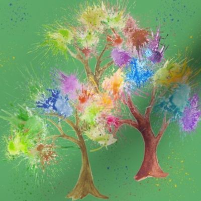 Fantasy Abstract Watercolor Trees