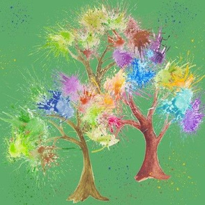 Fantasy Abstract Watercolor Trees