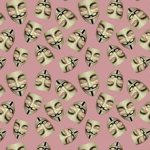 Guy Fawkes Masks Small on Rose Pink