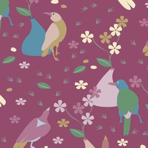 Birds on Tables pink