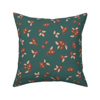 Bramble Butterfly and poppy flowers ditsy in rust terracotta