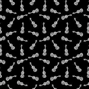 Vintage Violin Music Pattern with Black Background (Small Scale)