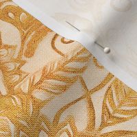 Canvas Textured Art Nouveau Sunflowers and Leaves - medium print