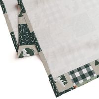 Fishing Wholecloth - patchwork fishing, fisherman, bass fish, fish hooks, plaid, woodland, country boy - sage and green (90) - LAD20