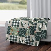 Fishing Wholecloth - patchwork fishing, fisherman, bass fish, fish hooks, plaid, woodland, country boy - sage and green (90) - LAD20