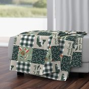 Crawl Walk Fish Wholecloth - fishing patchwork fishing, fisherman, bass fish, fish hooks, plaid, woodland, country boy - sage and green (90) - LAD20