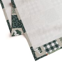 Gone Fishing Wholecloth - patchwork fishing, fisherman, bass fish, fish hooks, plaid, woodland, country boy - sage and green (90) - LAD20