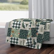 Gone Fishing Wholecloth - patchwork fishing, fisherman, bass fish, fish hooks, plaid, woodland, country boy - sage and green (90) - LAD20