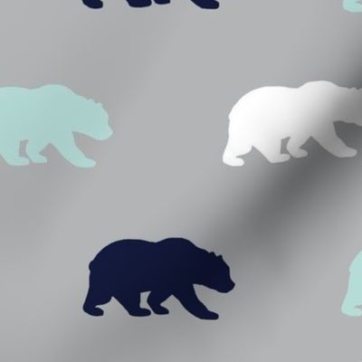 Bears - mint,navy,grey - Evenstar - woodland-ch-ch