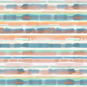 watercolor stripe orange teal medium scale