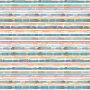 watercolor stripes orange teal small scale