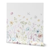 Ombre Border Large Spring Floral meadow 84in