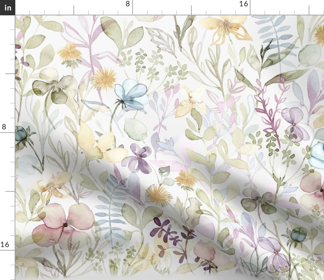 Ombre Border Large Spring Floral meadow 84in
