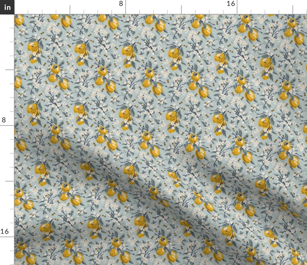 Bees & Lemons - Micro - Blue (original colors)