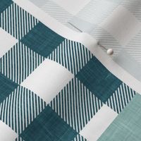 Fishing Wholecloth - patchwork fishing, fisherman, bass fish, fish hooks, plaid, woodland, country boy - minty blue and teal  - LAD20