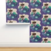 Tie-Dye Zoo Repeat Purple by Shari Armstrong Designs
