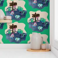 Tie-Dye Zoo Repeat Jade Green by Shari Armstrong Designs